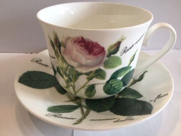 Jumbo Porzellan Tasse mit Untertasse (Rose)