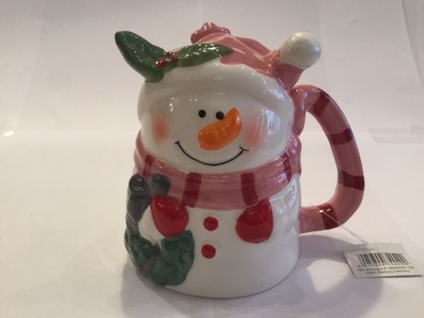 Weinachtsbecher (rosa, rot Schneemann)
