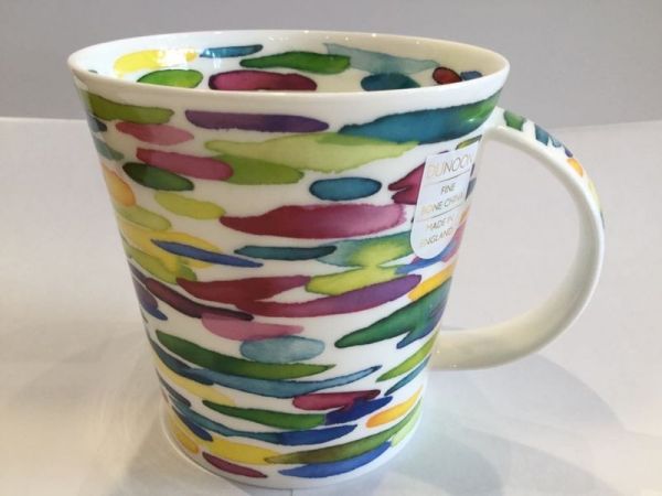 Porzellan Becher (horizontal verlaufende Streifen:bunt)