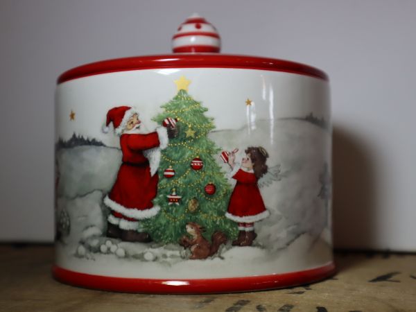 Gebäckdose Baum, Weihnachtsmann und Engelchen Nostalgie